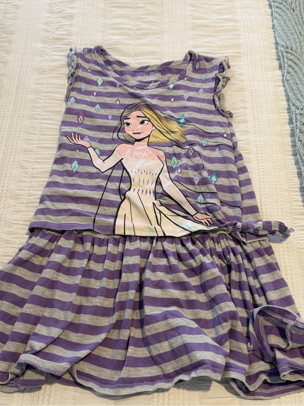 Disney Frozen II Purple and Gray Striped Elsa Top